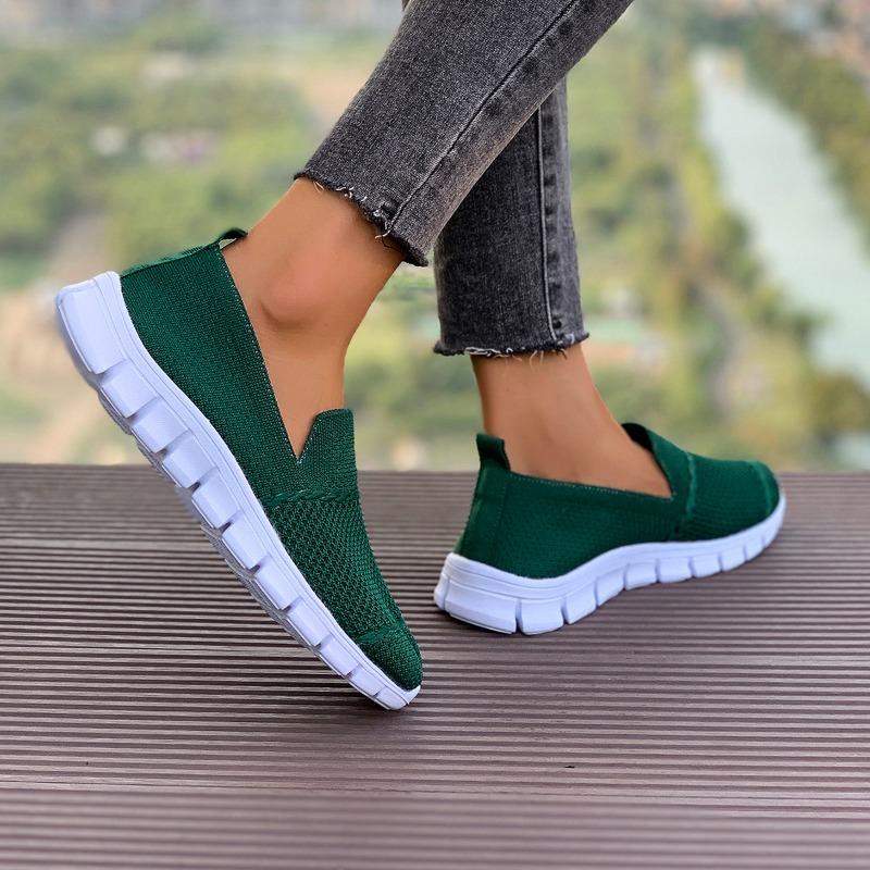 Fashion Spring New Cloth Shoes Women's Fashion Round Head Mesh Hollow Breathable Soft Sole Anti-slip Wear-resistant Flat Shoes