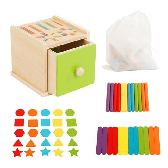 1 Set Wooden Color Sorting Toy Fine Motor Skills Color Matching Cup Box Toddler