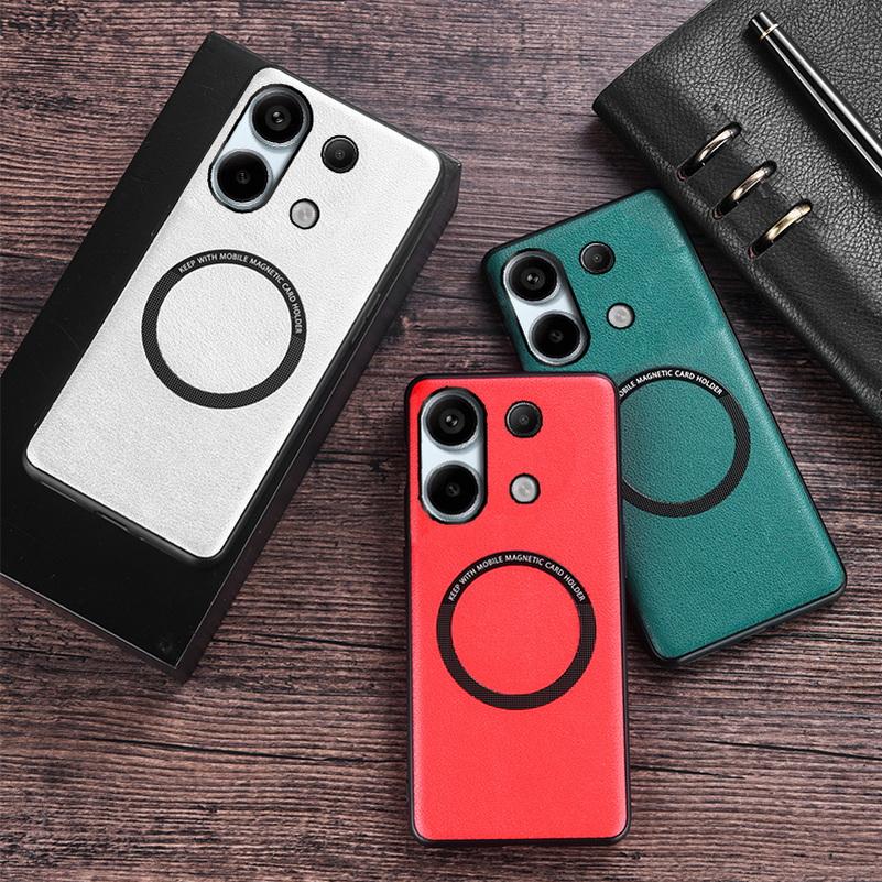 Magsafe Magnetische Drahtlose Ladehülle Für Xiaomi Redmi Hinweis 13 Pro 12T Pro 12 Pro + 11 11S 10 Pro Redmi 13C PU Leder Abdeckung