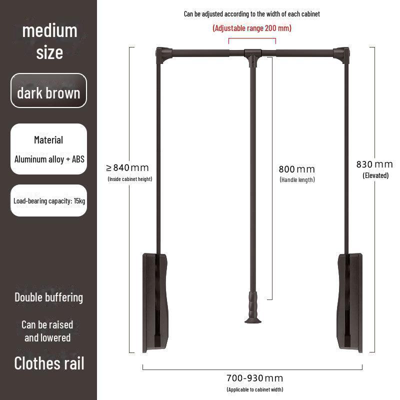 Cloakroom Pull-Down Clothes Hanger Wardrobe Lift Rod