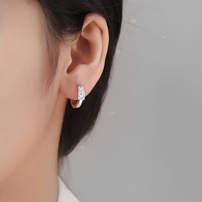 Zircon Square Ear Buckle Earrings Women'S Simple Fashion Small Ear Hole Earrings