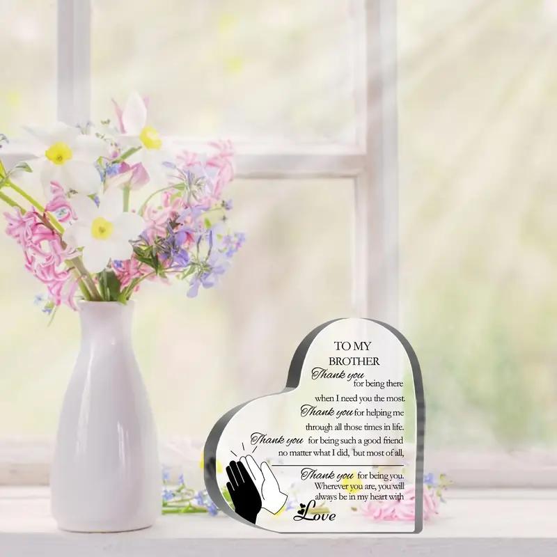 2D Flat Thanks for Brother Gift Acrylic Desktop Decoration Plaque, Home Decor Plaque Hanging Wall Art Decorative Garden Decoration for Room Door Signs