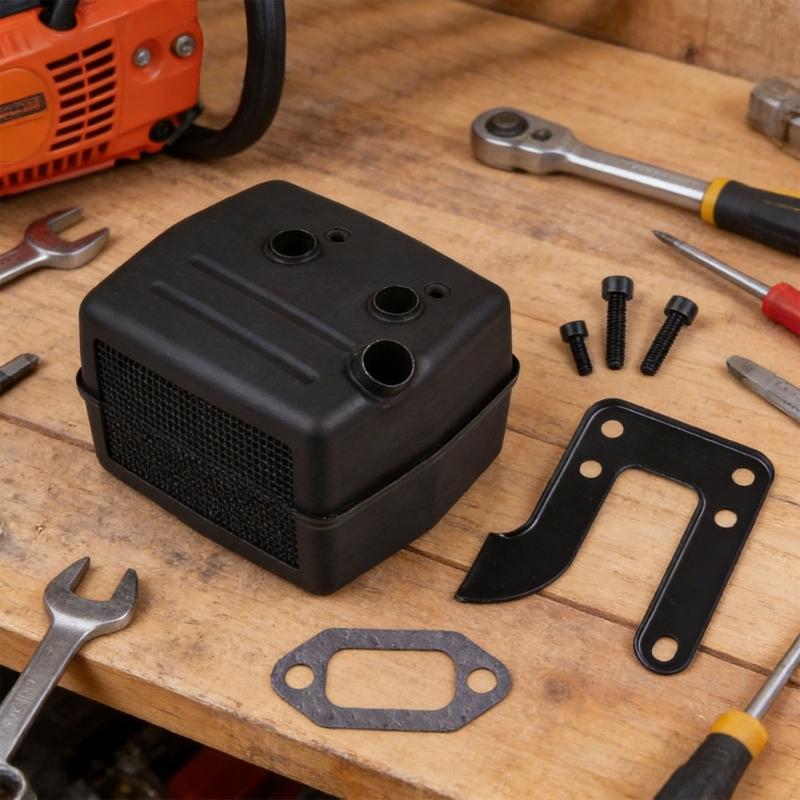 Pack of Complete Chainsaw Muffler Assembly Set With Mounting Hardware And Gaskets For Easy Setups And Noise Reduction