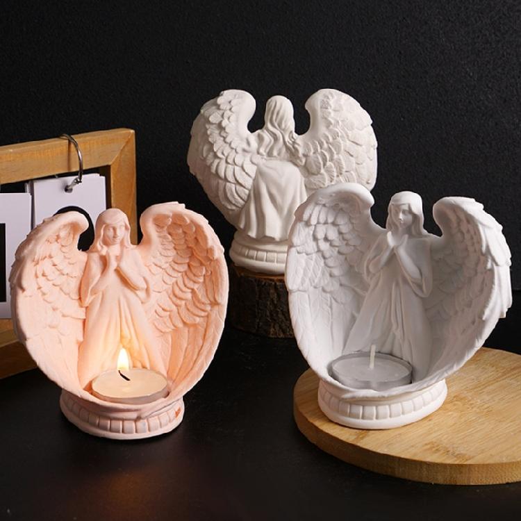 Candle Accessories Molds Candle Holder Mold Angel Shape Candle Bracket Mold Silicone Texture for Handmade Candlestick