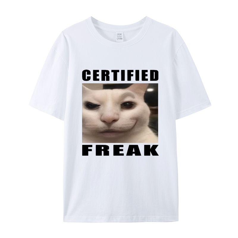 Funny Cat Print Men's T-Shirt Summer Vintage Kawaii Men's Women's Surfing Beach T-Shirt Unisex Breathable Casual Top