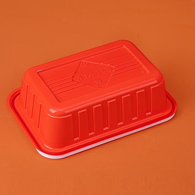 900ml Red Rectangular Disposable Food Containers