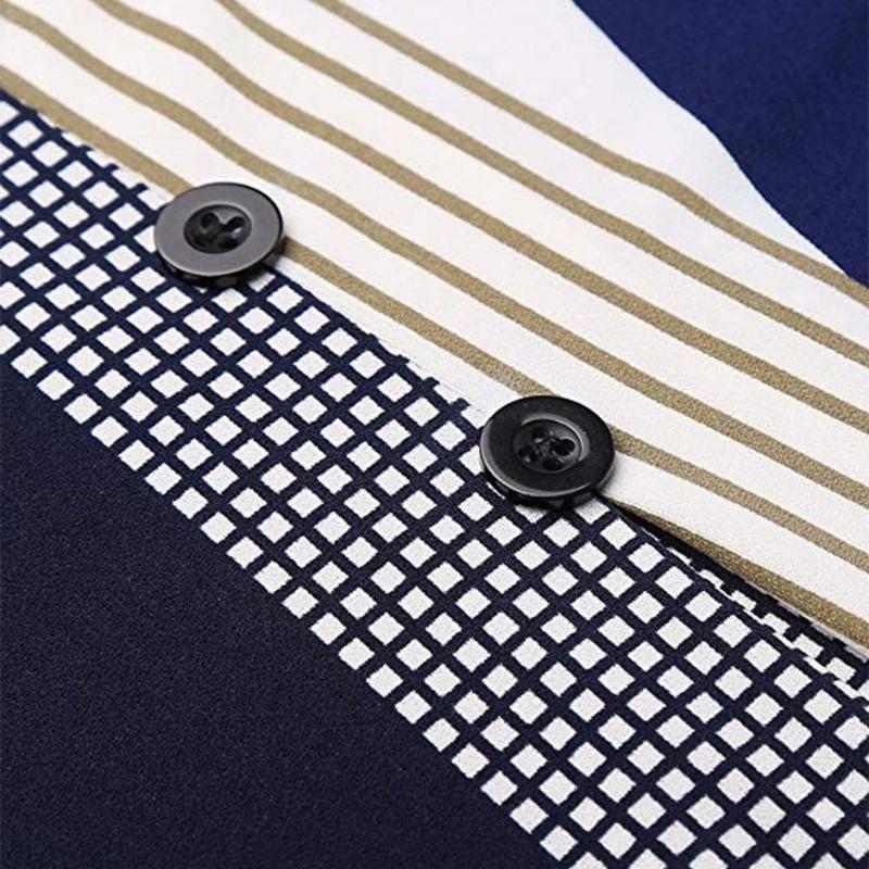 Léto Ženy Volné Topy pro volný čas Korejské Dámské Pruhované Mřížkové Potištěné O Krk Krátké rukávy Nadměrná velikost Maminka Šifonová trička