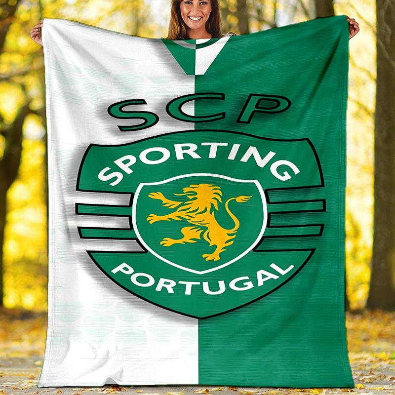 Sporting CP logo printed throw blanket—soft,warm;versatile blanket for all seasons—perfect as &air-conditioning throw,nap blanket