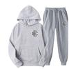 Unisex Casual Hooded Fleece-Lined Sweatshirt Pants Set Sporty Solid Color Outfit Fall