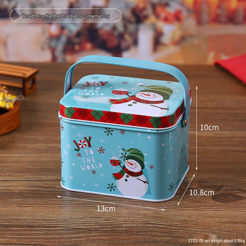 Christmas Rectangular Tin Skylight Box for Candies and Cookies - Children's Decorative Empty Gift Storage Box