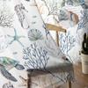 Summer Ocean Retro Watercolor Tulle Window Curtains for Bedroom Luxury Home Decor Drapes in Living Room Chiffon Panels