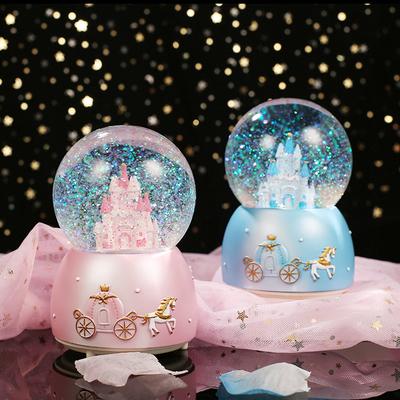 Crystal Ball Music Box for Girls, Fairy Tale Princess Castle, Snowflake Statue, Birthday Party, Children's Day Gift Favors