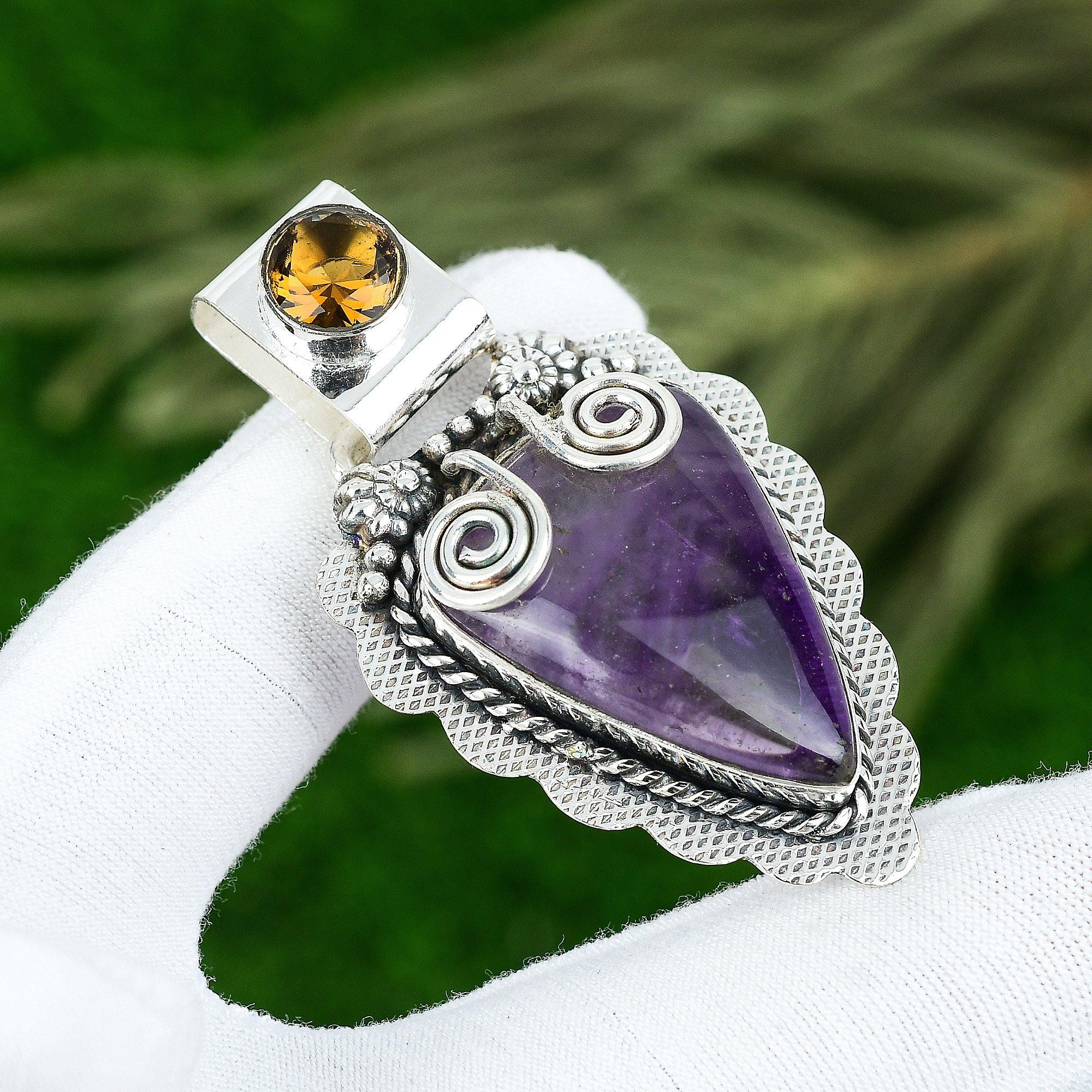 

Подарок для женщин Подвеска Серебро 925 пробы Натуральный камень Звездный аметист