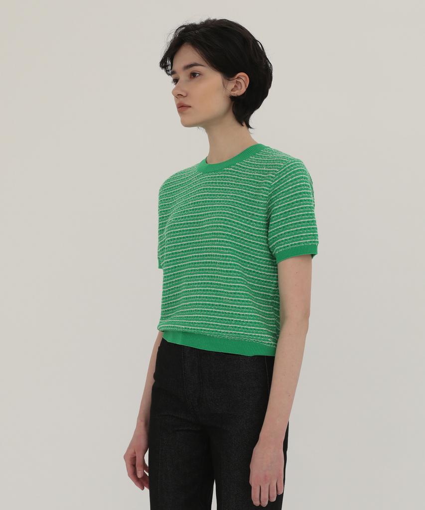 Leuba Eyelet Jacquard Half Sleeve Knit - Green