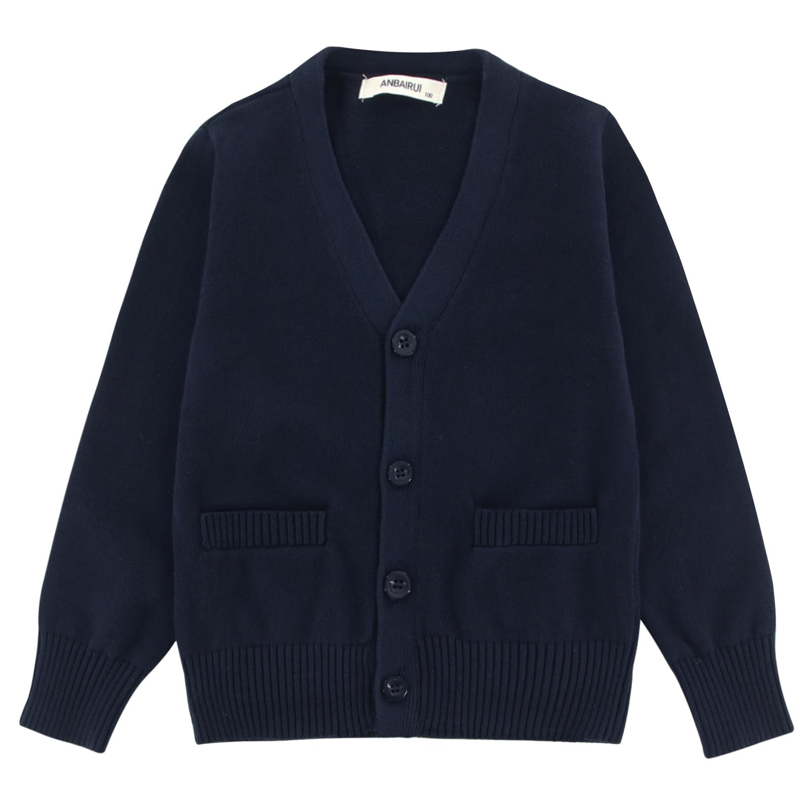 

Детский трикотажный свитер с длинным рукавом для мальчиков и школы, однотонный, идеально подходит для и и других особых случаев, темно-синий, размер 110, кардиган V-образным вырезом для девочек, 100%