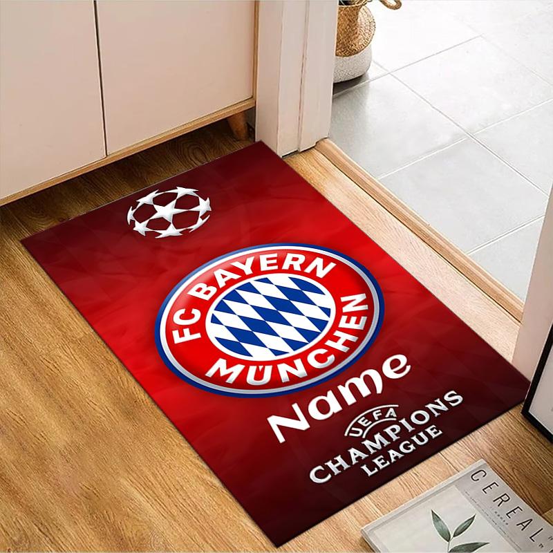 Custom Name Bayern Crest Rug Game Carpet, Floor Mat for Bedroom Living Room Entryway Rug, Home Decor Idea Gift for Christmas birthday