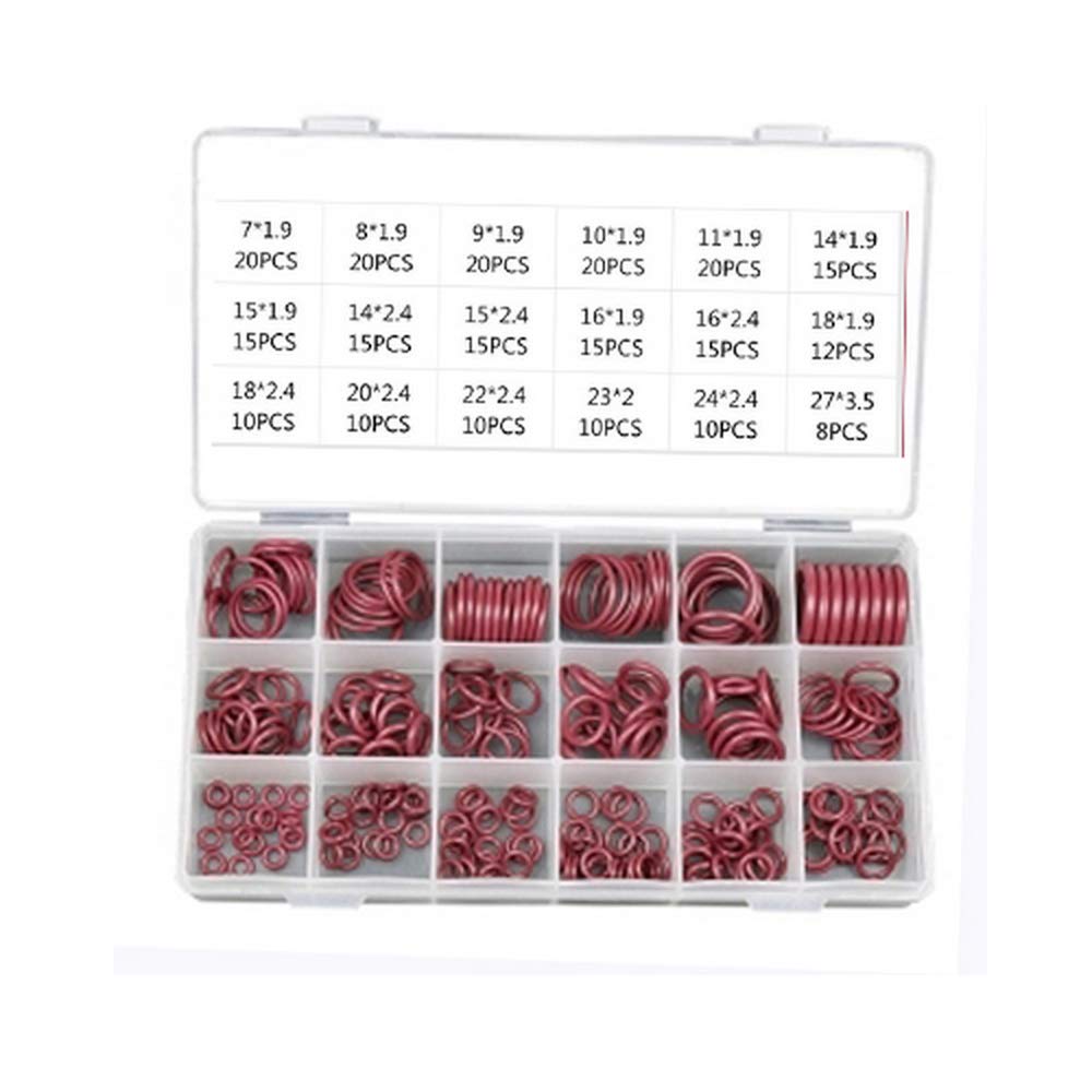 

260pcs 18grids R134a R12 HNBR Rubber O-Ring Seal Kit Assortment Set for Automotive A/C Air Conditioning System red