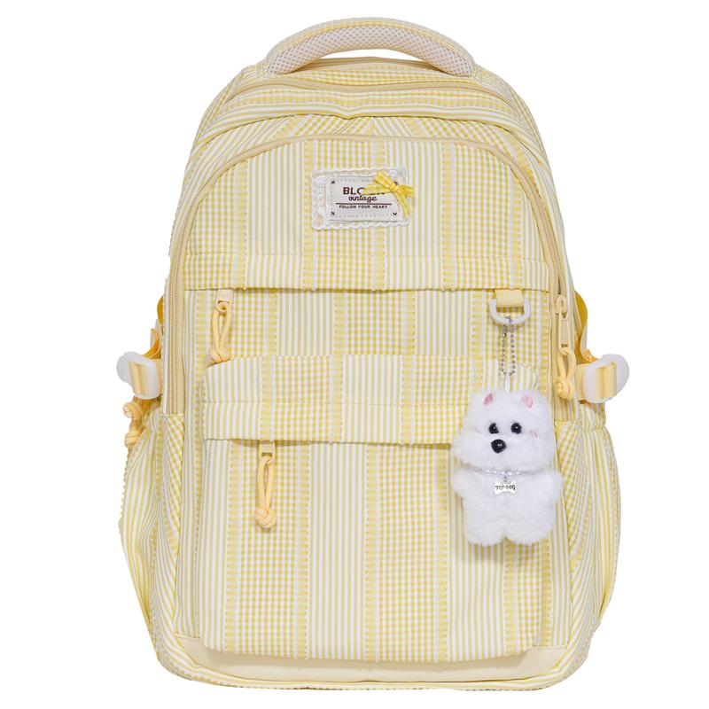 Plaid Backpack Student Class Commuter Schoolbag Women's Lightweight Multi-Compartment Large Capacity Backpack
