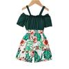 Girls' Stylish Floral Print Combination Jumpsuit Summer Kids' Sweet Jumpsuit
