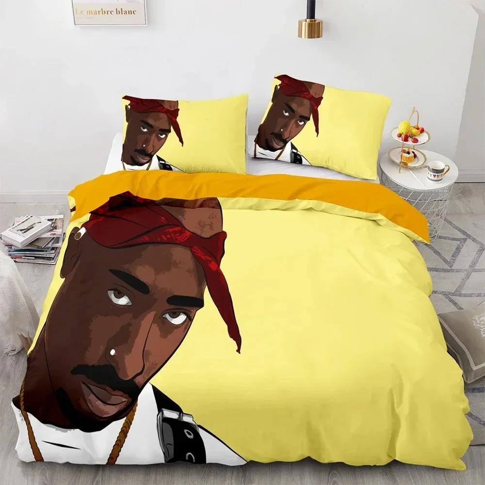 3D Print Tupac Shakur Rapper 2Pac Comfortable Duvet Quilt Cover Pillowcase Bedding Set Children Bedroom Decoration Home Textile