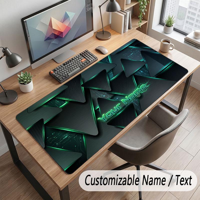 Abstract Geometric Theme Customized Mouse Pad Personalized Print Name Text Desk Mat For Home Office Table Decor