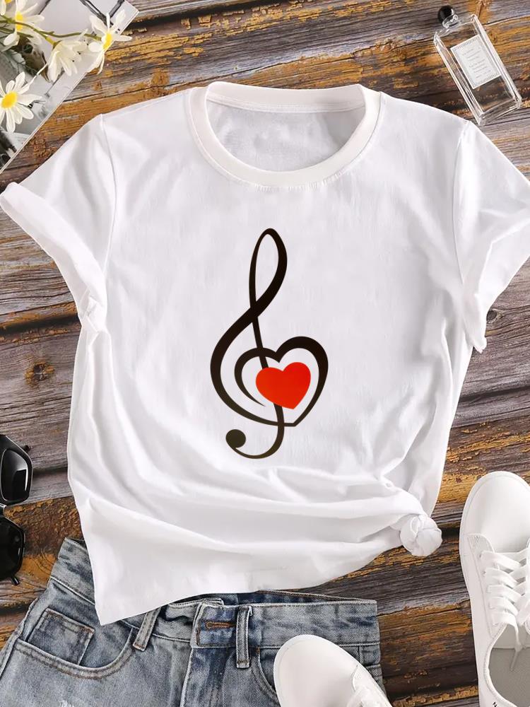 (Asian Size) Letter Lovely Lady O-neck T Shirt Clothing Printed Female Top Casual Fashion Women Graphic Tee Short Sleeve T-shirts