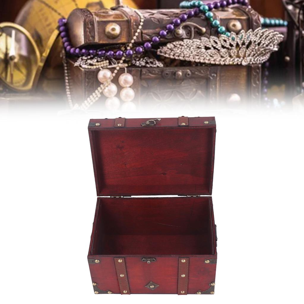 Treasure Chest Storage Box Antique Exquisite Wooden Jewelry Box for Movie Props Window Display