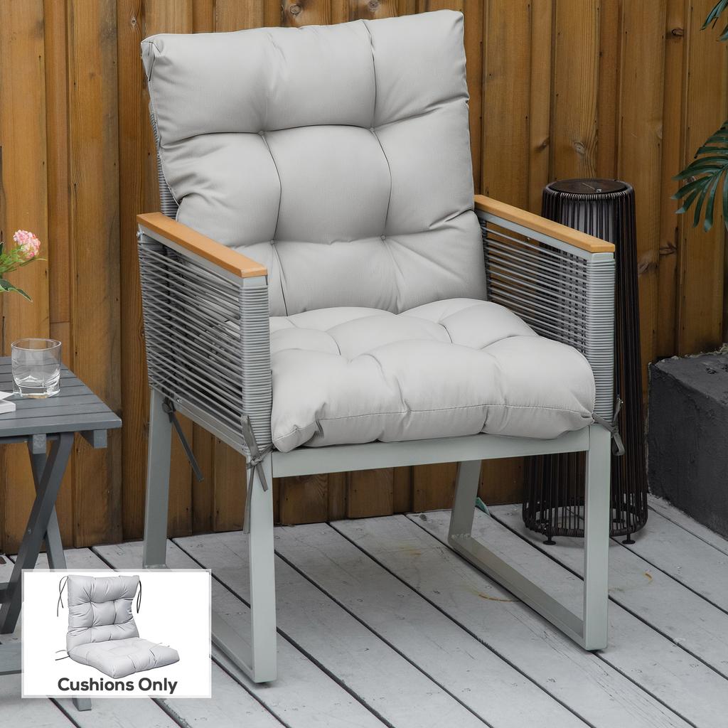 Garden Back Chair Cushion, Comfortable Patio Seat Cushion Pad with Backrest for Outdoor & Indoor Use, Light Grey