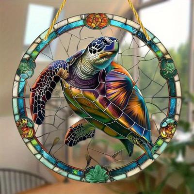 Garten-Sonnenfänger im Schildkröten-Stil aus Buntglas, Garten-Sonnenfänger aus Acryl, geeignet als Dekoration für Haus und Garten, Veranda, Schlafzimmer und Partygeschenke