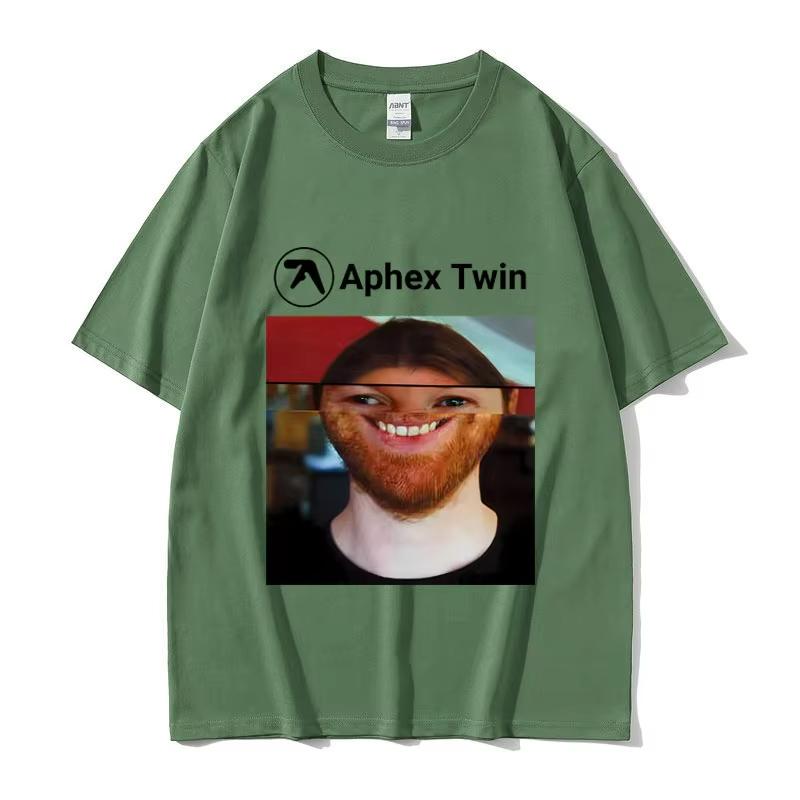Sänger Aphex Twin Gesicht Lustiges Meme T-Shirt Herren Damen Mode Vintage Oversized Streetwear Unisex Lässig Weiche Baumwolle T-Shirts Oberteile