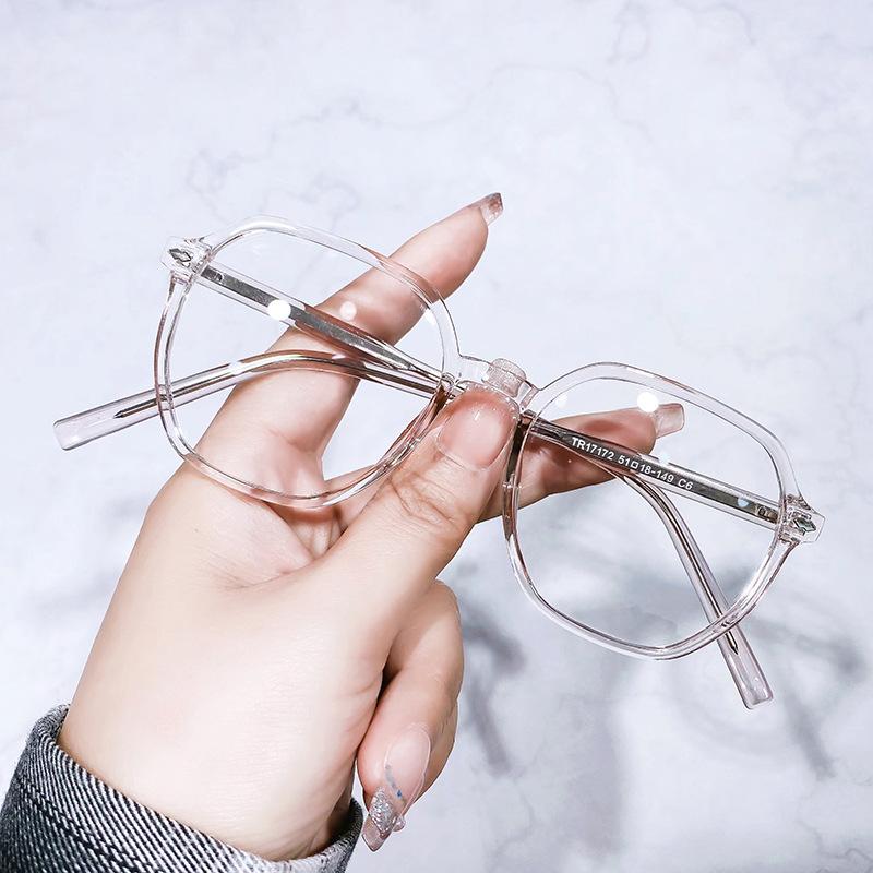Internet Celebrity Slimming Without Makeup Tr90 Insert Transparent Frame Flat Mirror Retro Special-shaped Frame Anti-blue Optical Glasses Ultra-light