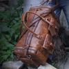 Handmade Top Grain Leather Duffel Bag:  Weekender Travel Holdall