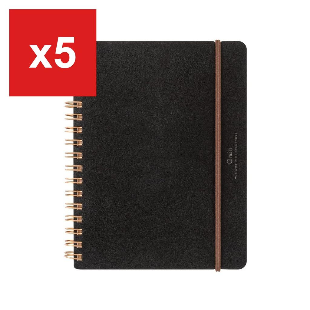 Midori Ring-Bound Notebook, Color Dot Grid, A5 - Black
