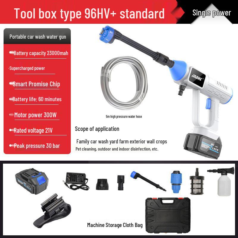 High-Pressure Wireless Portable Car Wash Gun with Lithium Battery