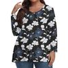 Women's Fashionable Casual Long Sleeved Plus Size Floral Print Top Plus Size Floral Print Top