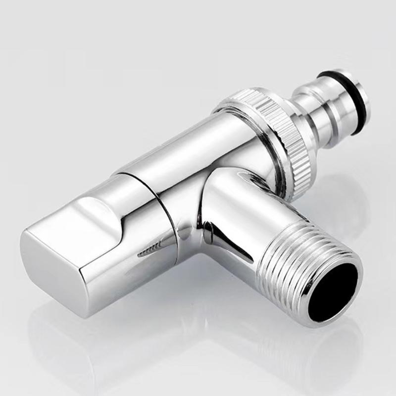 Brass 3-way Filling Angle Valve Wall Mount One Into Two Out Water Toilet Faucet Bidet Sprayer for Bathroom Accessories