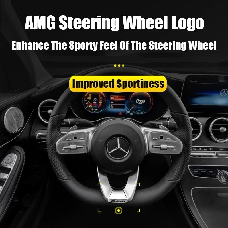 BXSY7 Decorazione Adesivo Logo Volante Auto in Metallo per Mercedes Benz AMG GLC W203 W206 W220 W205 W211 W212 W201 W210 W108 Classe E