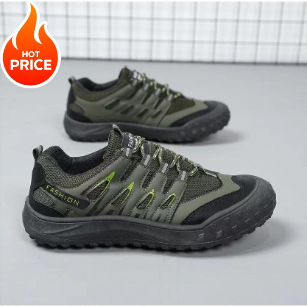 2025 New Men's Casual Sport Shoes Autumn Breathable Leather Mesh Splicing Lightweight Work Shoes Trendy Climbing Shoes
