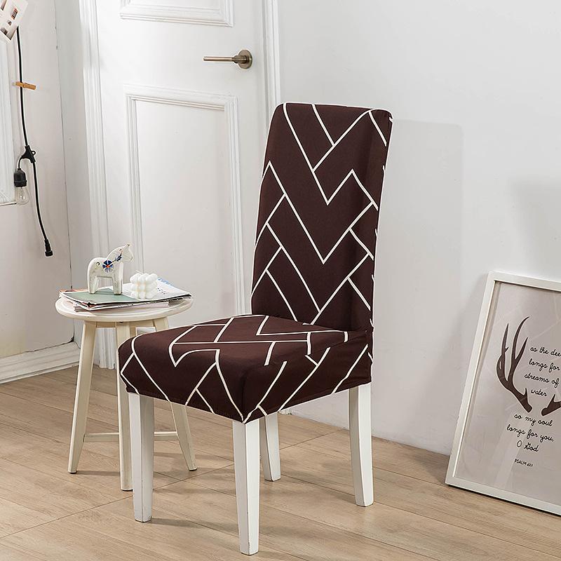 New Color High Gram Heavy Printing Elastic Backrest Integrated Chair Cover Household Hotel Anti-Fouling Dining Table Chair Cover