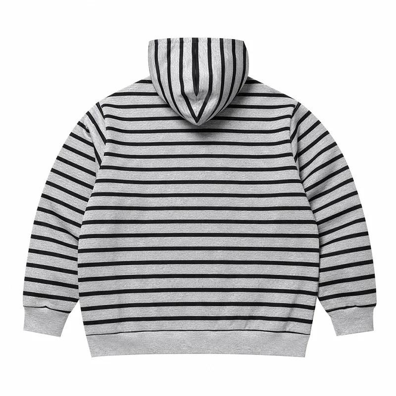 Men S Striped Half Zip Hoodie Long Sleeve Casual Loose Fit Kangaroo Pocket Sweatshirt
