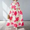 Simple and Fashionable Long Skirt Summer Short Sleeved Round Neck Printed Dress
