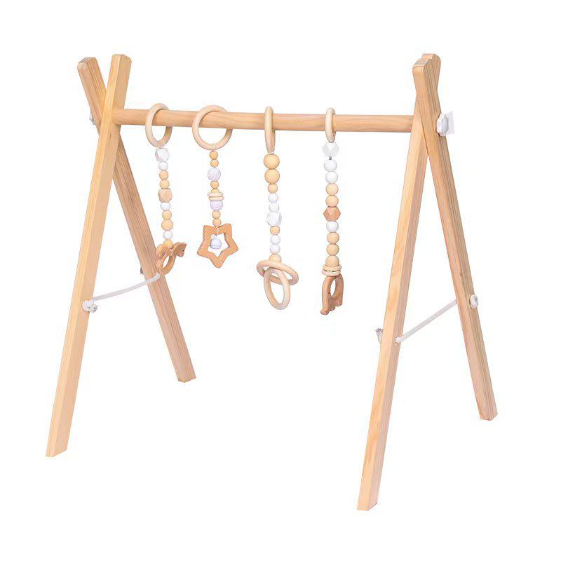 Nordic Wooden Baby Fitness Toy with Bells and Hanging Ornaments