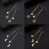 Star Moon Pendant Tassel Hanging Earrings Stainless Steel Pendant Girl Earhooks Fashion Elegant Jewelry Birthday Gift