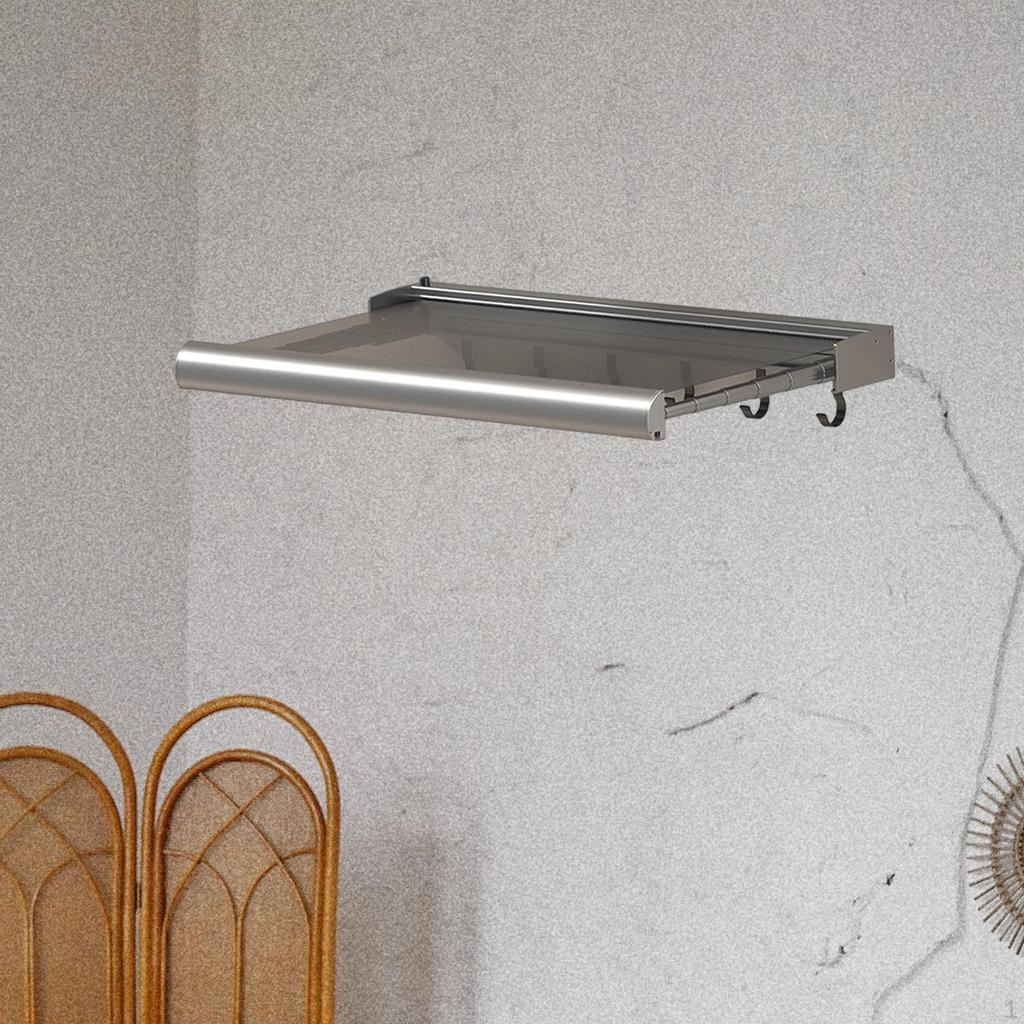 Mounted Drying Rack, Shower Shelves with Hooks, Bath Towel Rack for Home Bathroom,