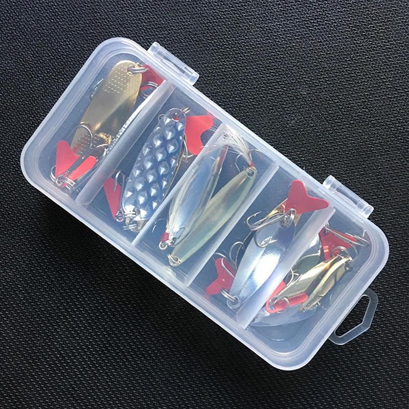 Fishing Spoon Lure Set Colorful Hard Fishing Spinner Baits Metal Spoon With Treble Hooks Salmon Bass For Saltwater Freshwater