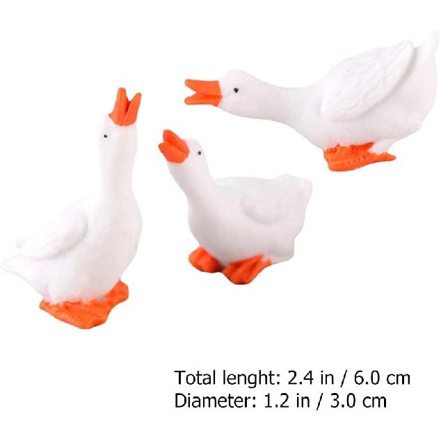 Amosfun 3 Set of White Goose Figurines Miniature Goose Figurines Animal Figures Decoration Toy House Courtyard Lawn Office Miniature Landscape
