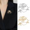 Women Brooch Hollow Rose Shape Lapel Pin Suits Coats Bags Scarves Badge Anti-Oxidation Versatile Accessory