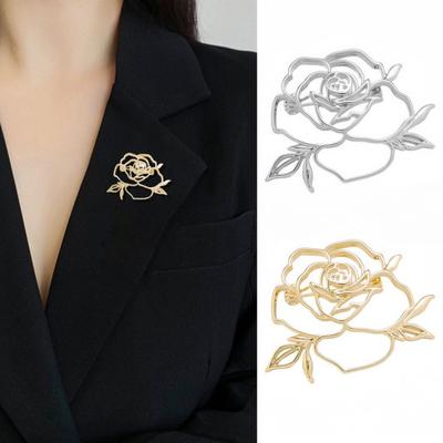 Broche para Mujer Forma de Rosa Hueca Pin de Solapa Trajes Abrigos Bolsos Bufandas Insignia Antioxidación Accesorio Versátil