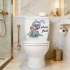 Contemporary Cartoon Elephant Wall Sticker, PVC "Please Flush" Toilet Decor, Self-Adhesive Bathroom Decal, Animal Theme Wall Art