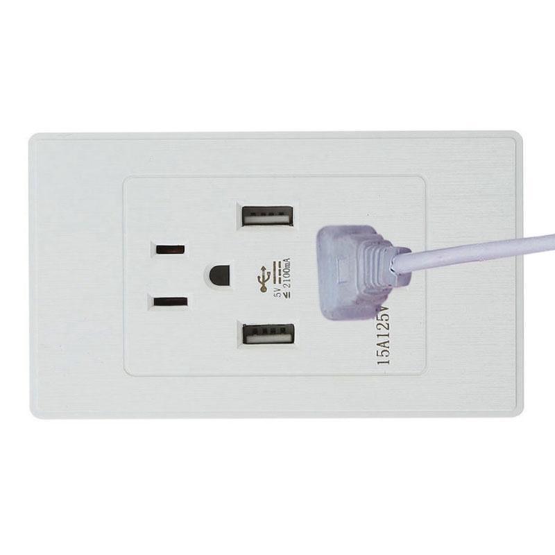 2er-Pack Stilvolles 2-Steckdosen 2-USB-Anschlüsse Wandsteckdosen-Ladegerät Panel-Set